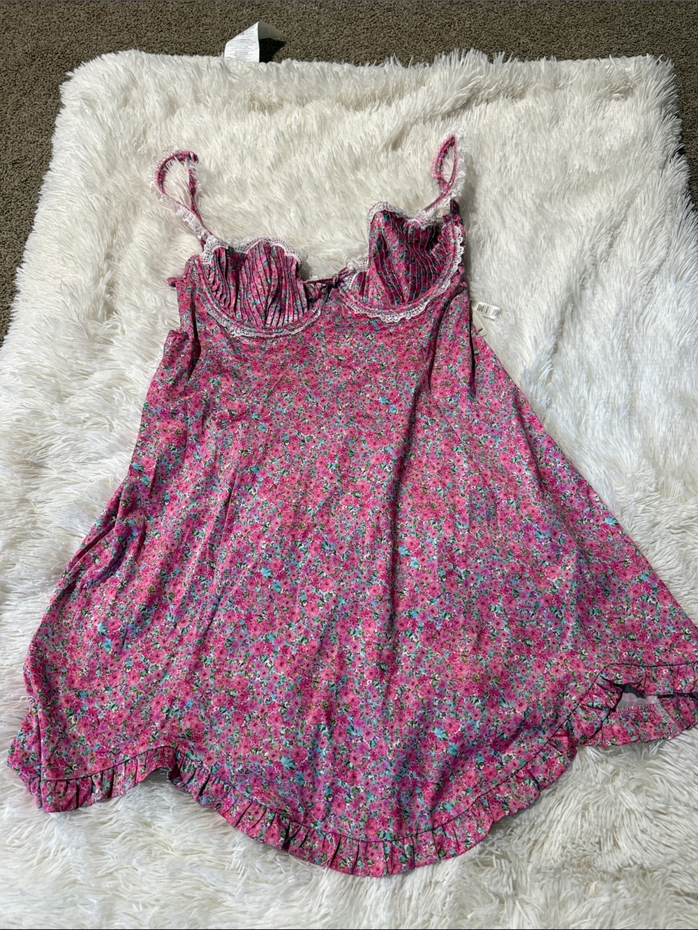 Adore Me Pink Floral Lace-Trim Camisole Slip